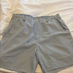 Columbia Men's Blue and White Seersucker Swim Shorts